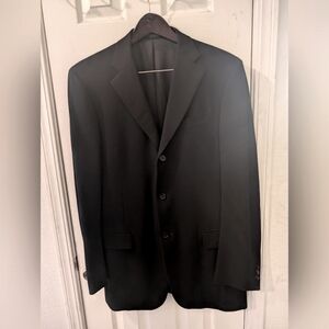 Donna Karan Men's Vintage Black Double Breasted Virgin Wool 3 Button Blazer